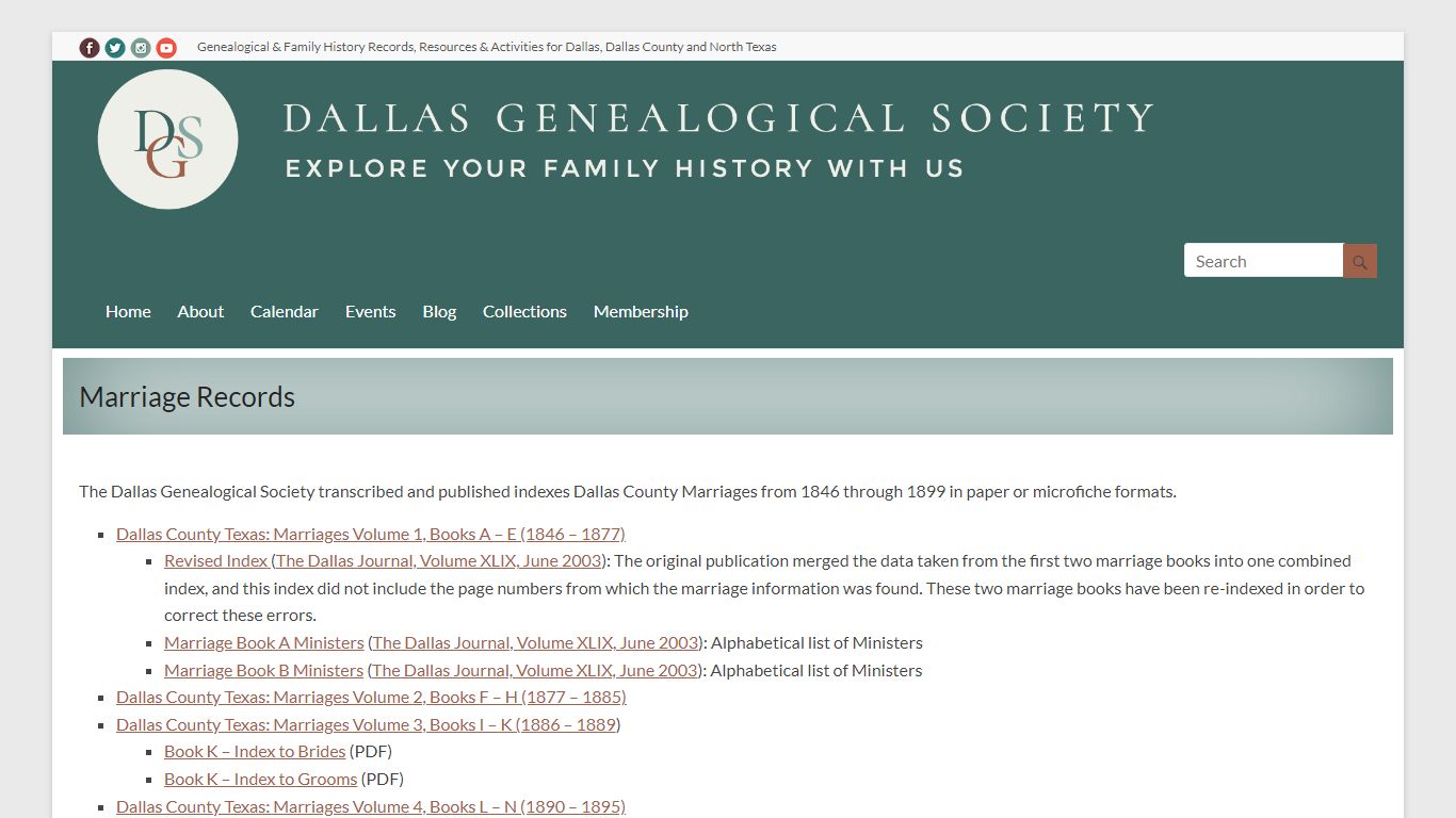 Marriage Records | DALLAS GENEALOGICAL SOCIETY